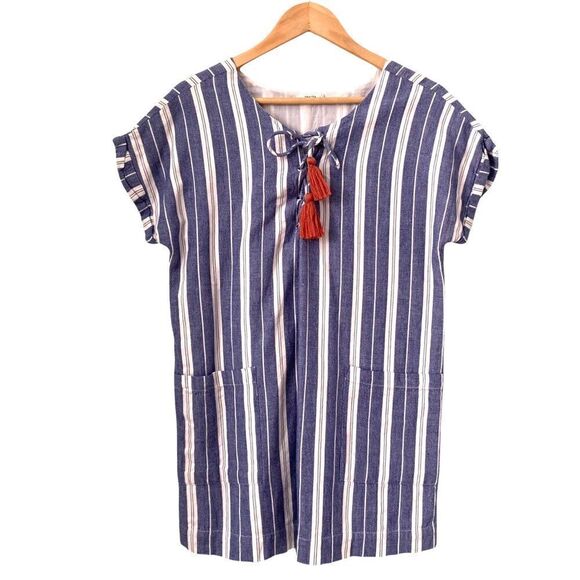 Tularosa Boho Blue Stripped Tunic Dress with Tassel in Size Medium - Picture 4 of 13